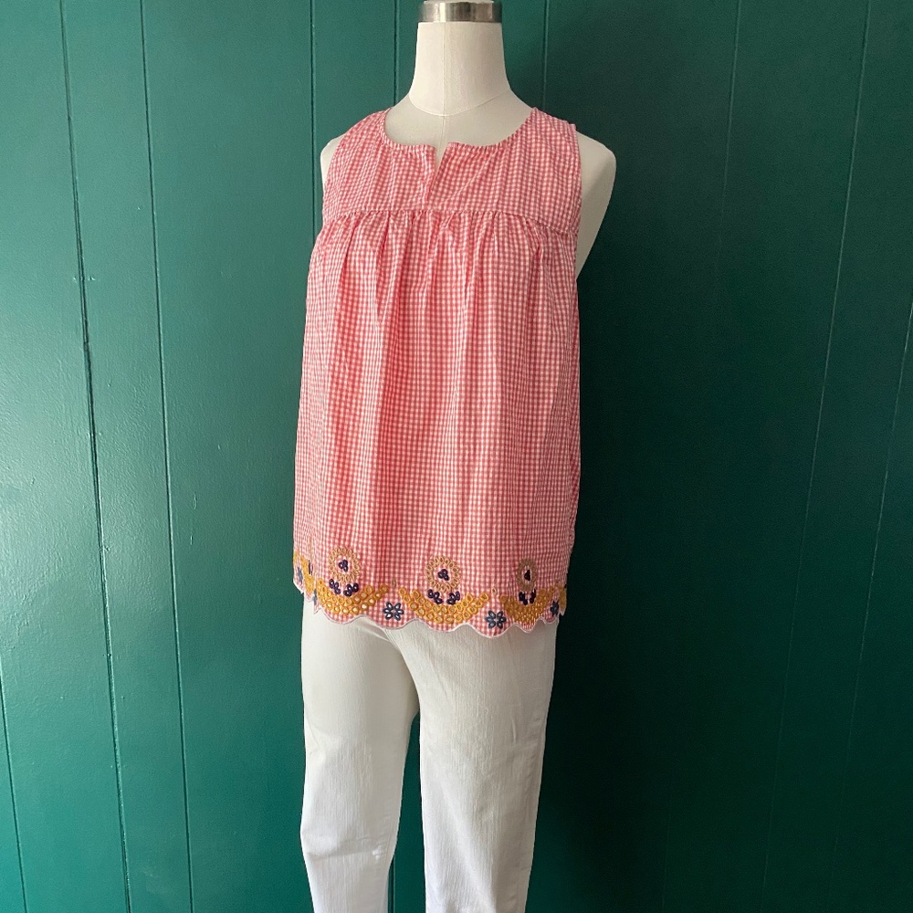 Madewell Embroidered Gingham Tank